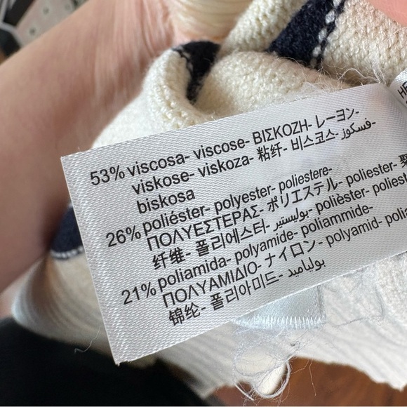 Zara Striped Knit Cardigan Zip Sweater in ivory/navy Size S - Picture 5 of 6